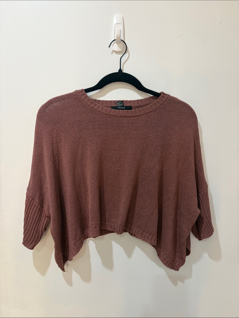 Forever 21 Cropped Boxy Knit Sweater - Dusty Mauve